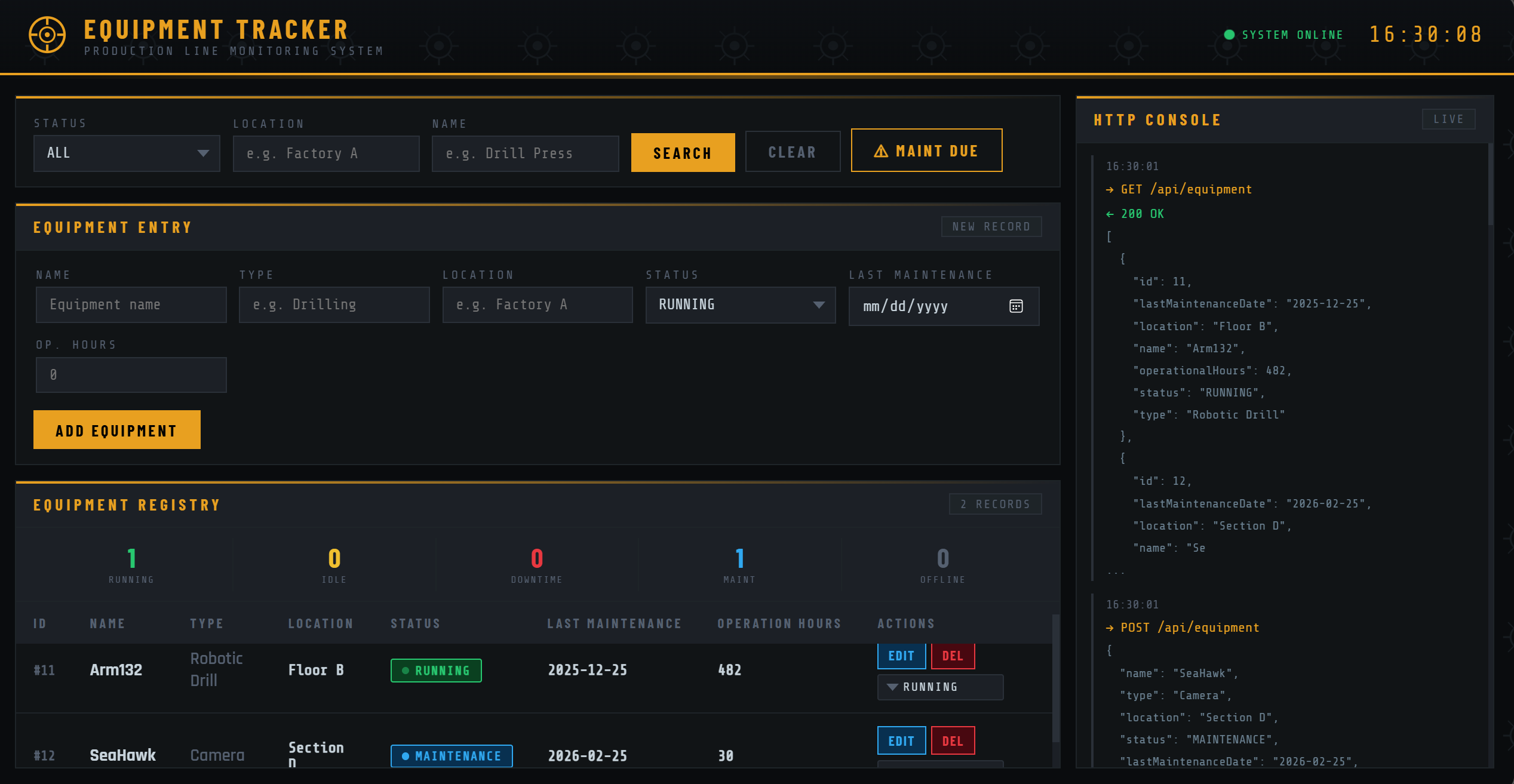 Equipment Tracker Project Image